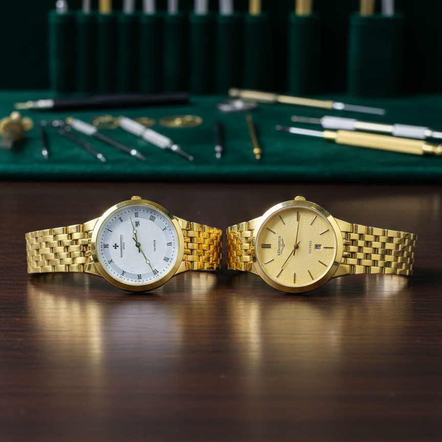 Classic Gold-Plated Men's Quartz Watch - Luxury Inspired Vacheron