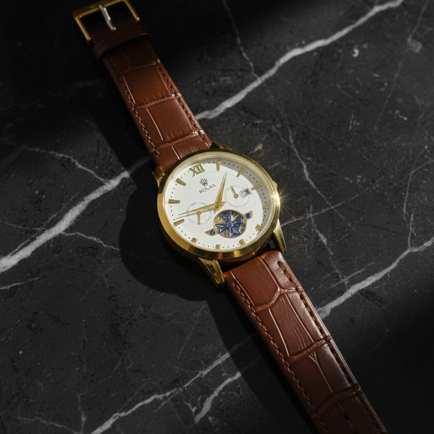 Royal Executive Skeleton – Gold & Leather Edition