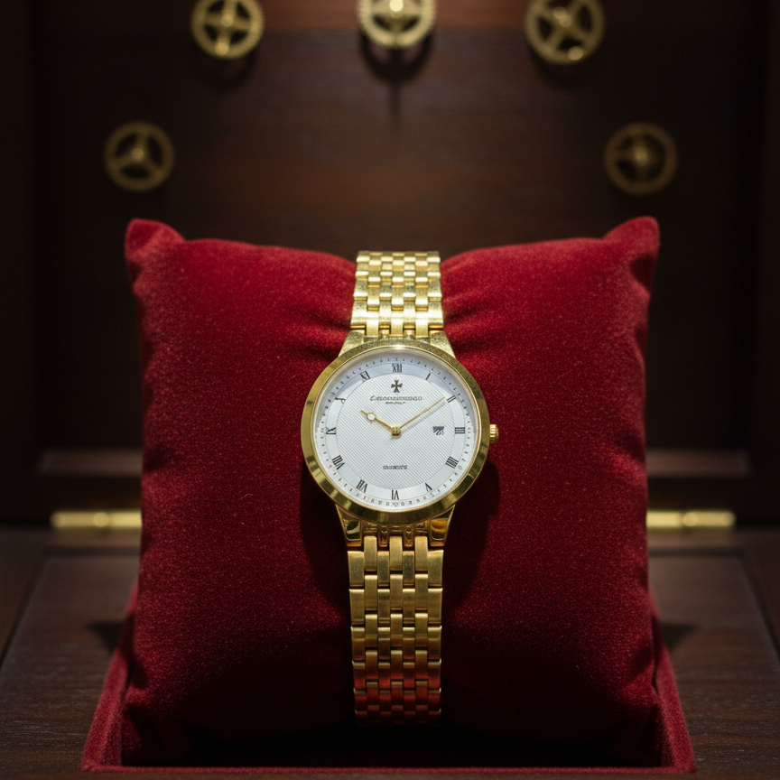 Classic Gold-Plated Men's Quartz Watch - Luxury Inspired Vacheron