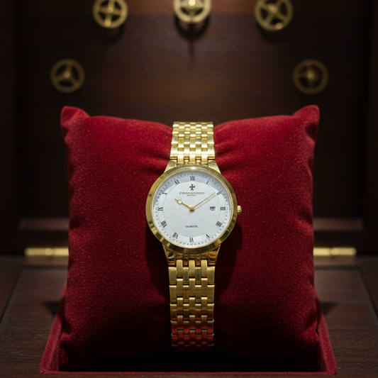 Classic Gold-Plated Men's Quartz Watch - Luxury Inspired Vacheron