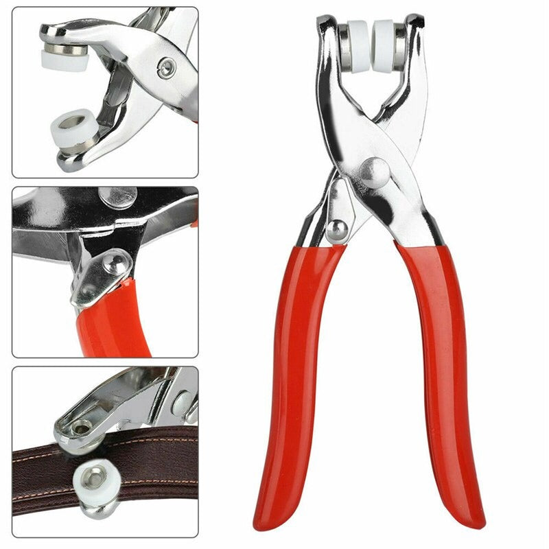 Hand Press Grommet Eyelet Plier Set | Hole Punch Kit with 50 Metal Eyelets | Leather & Belt Tool