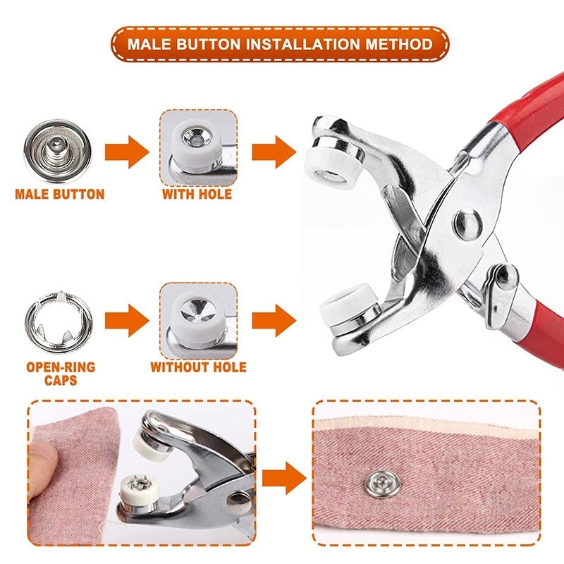 Hand Press Grommet Eyelet Plier Set | Hole Punch Kit with 50 Metal Eyelets | Leather & Belt Tool