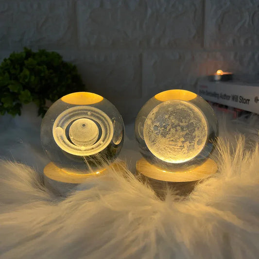 1 Pc USB LED Galaxy Crystal Ball Lamp | 3D Planet Moon Night Light