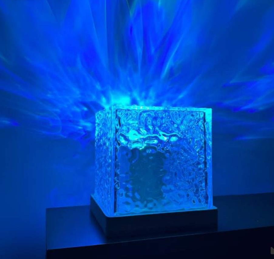 Dynamic Rotating Water Ripple Night Light 12 Colors Flame Crystal Lamp for Living Room