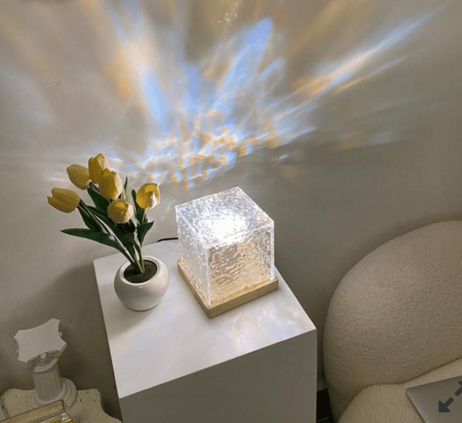 Dynamic Rotating Water Ripple Night Light 12 Colors Flame Crystal Lamp for Living Room